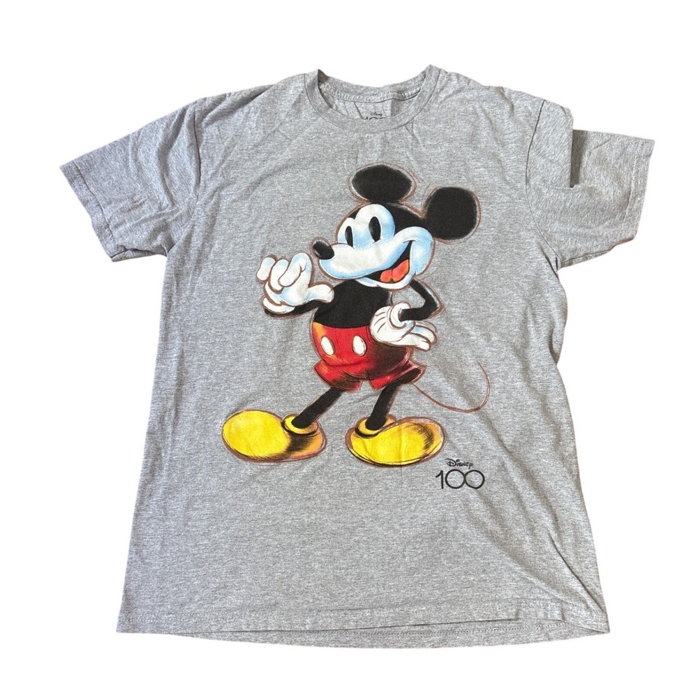 Disney T-Shirt Women Gray Mickey Mouse 100th Anniversary Graphic SIZE Medium